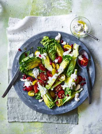 Little Gem, tomato and pomegranate salad