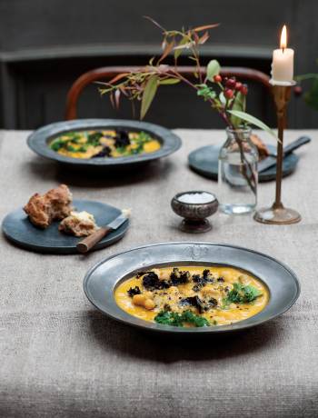 Kale, bean and winter roots soup