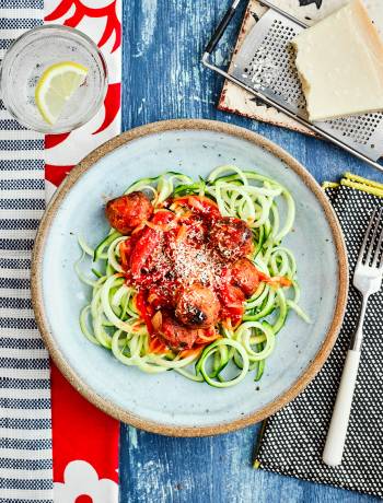 Smoky pork meatballs with courgetti