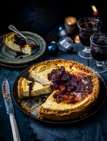 Stilton cheesecake with sticky port figs