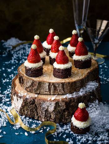 Santa hat brownie bites