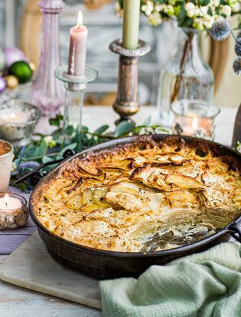 Creamy celeriac and potato gratin