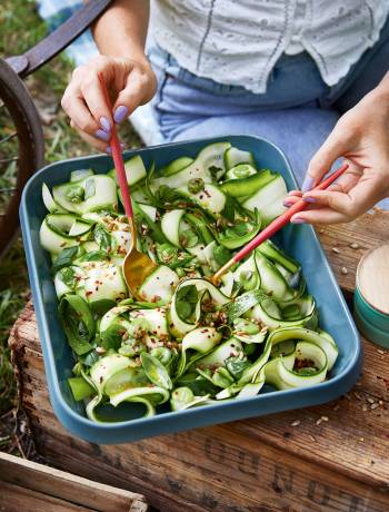 Courgette broad bean salad