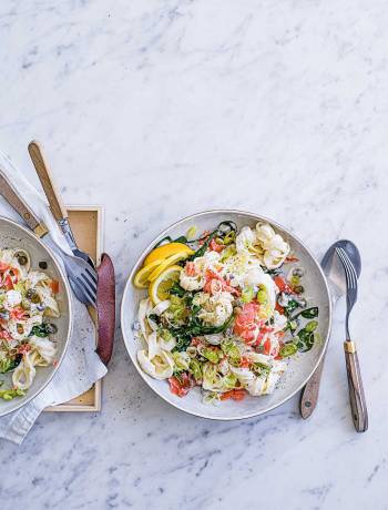 Smoked salmon and caper tagliatelle