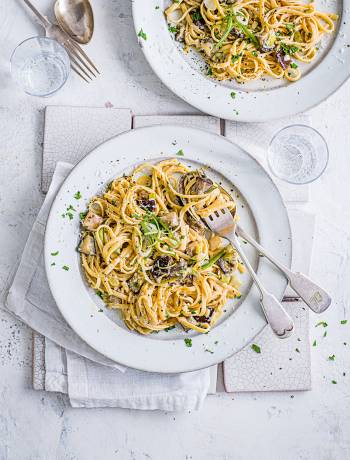 Miso aubergine linguine 