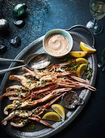 Grilled garlic butter langoustines and Marie Rose