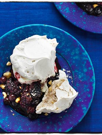 Blackberry hazelnut meringues