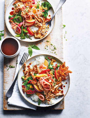 Slow-roast pork belly with pickled plums 