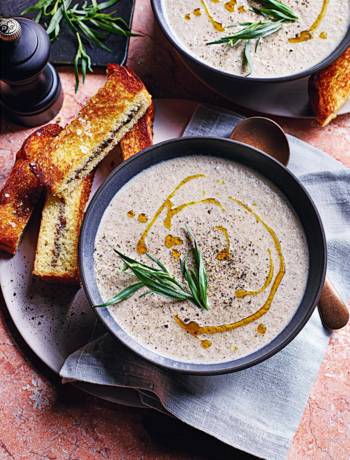 Mushroom soup with mushroom toasties