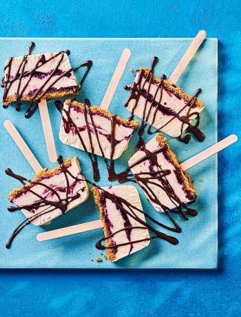 Cherry and chocolate cheesecake ice lollies