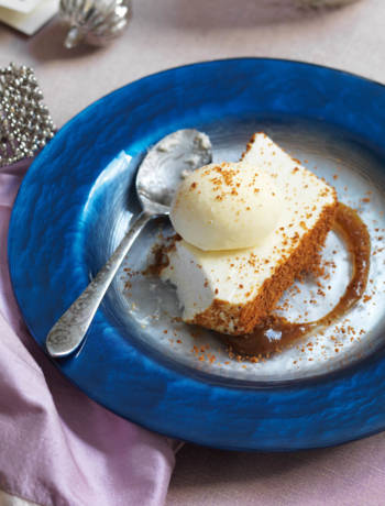 White chocolate mousse with spiced ice cream