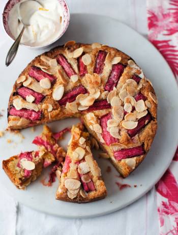 Rhubarb and almond cake