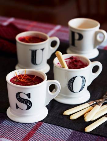 Beetroot and orange soup with mustard seeds