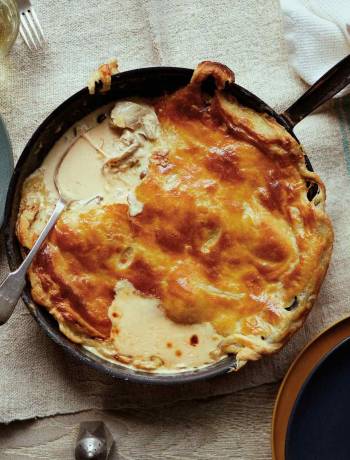 Chicken and wild mushroom frying pan pie