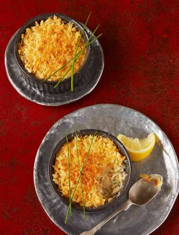 Crab mini gratins with Parmesan crumb