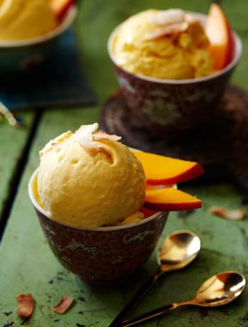 No-churn mango and coconut ice cream