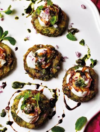 Mini crispy pea and potato cakes