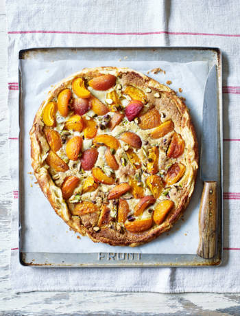 Rustic apricot & pistachio tart