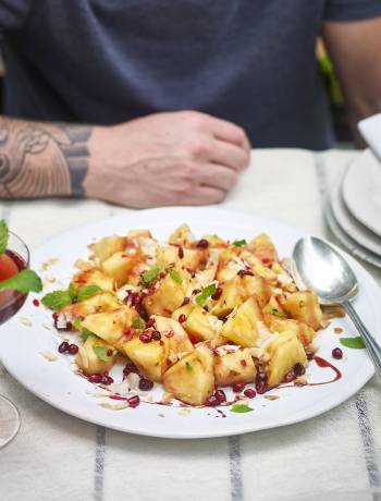 Pineapple, coconut, mint and pomegranate salad