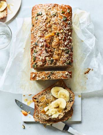 Seeded banana and apricot loaf
