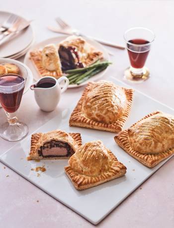 Individual minted lamb wellingtons