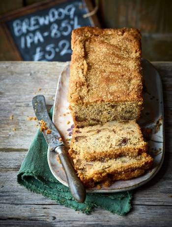 Bitter-soaked date and banana loaf