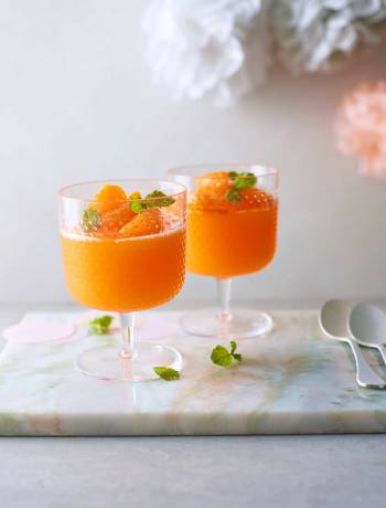 Aperol spritz jellies with citrus mint salad