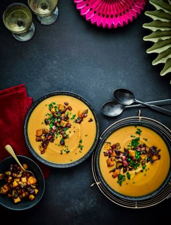 Roasted squash soup with chestnuts