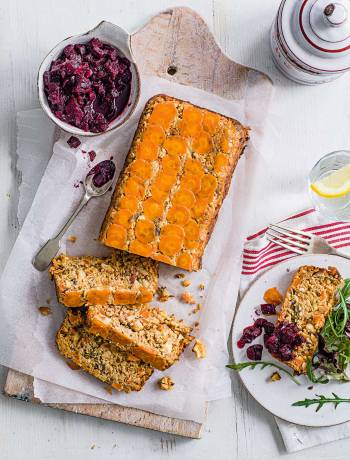 Carrot terrine with beetroot relish