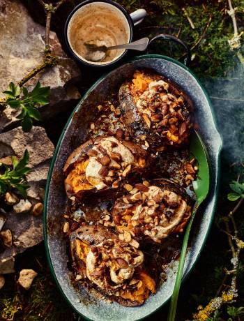 Sweet potatoes with almond tahini 