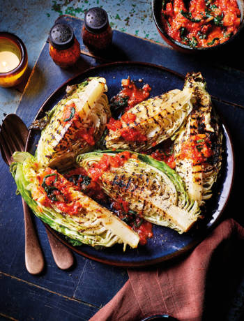 Efo riro with chargrilled cabbage