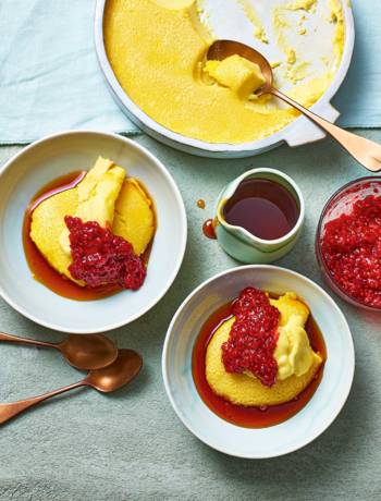 Oat llymru, raspberry jam and apple caramel