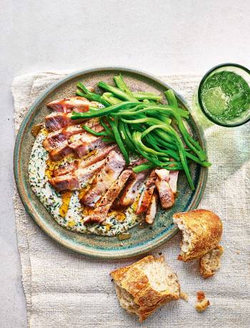 Pork chops with cheat's sauce gribiche 