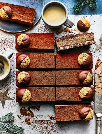 Double chocolate and amaretti slice