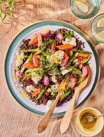 Puy lentil salad with roast veg