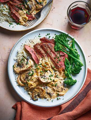 Steak with portobello stroganoff