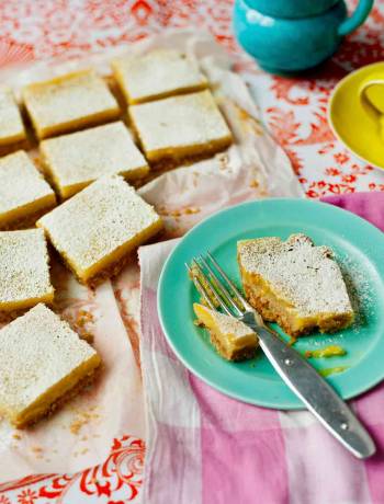 Tropical lime and coconut slice 