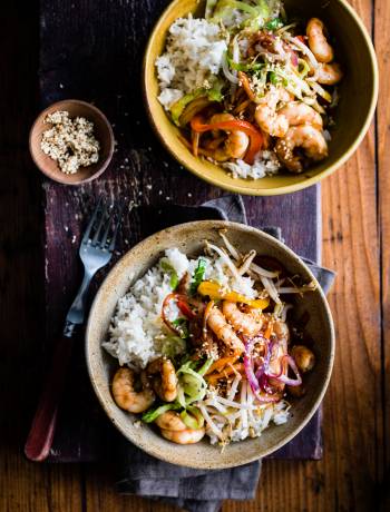 Firecracker prawn stir-fry