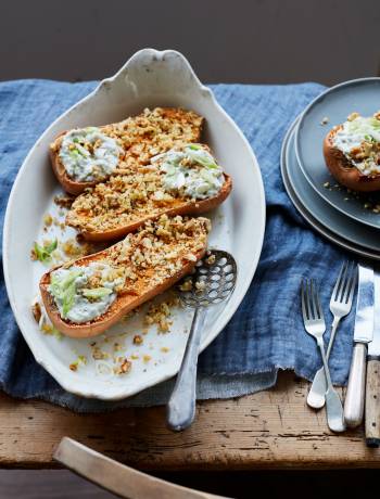 Slow-roast butternut with honey and walnuts