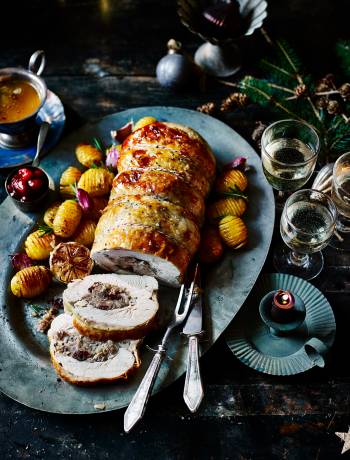 Rolled turkey breast with rosemary and cranberry stuffing