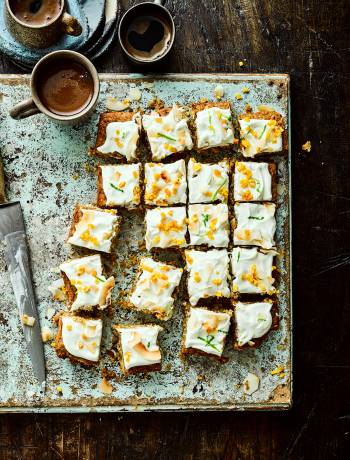 Coconut, lime and mango traybake