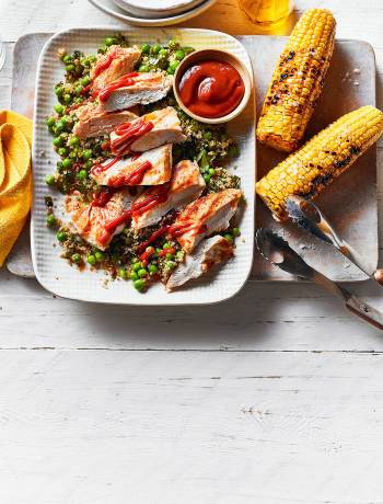 BBQ chicken and quinoa with corn