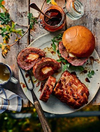 ‘Fatty’ meatloaf with bacon, cheese and tomato relish  
