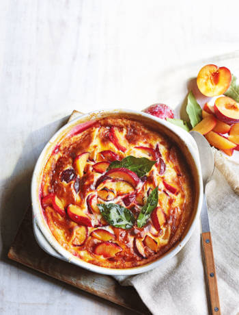 Plum and bay clafoutis