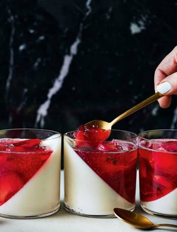 Vanilla panna cotta with pickled plum jelly