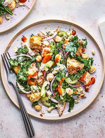 Buffalo chicken, celery and kale salad