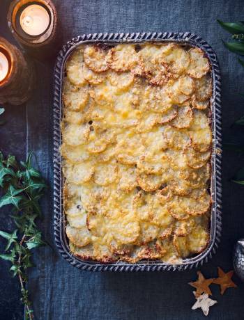 Potatoes boulangère with sage and chestnuts