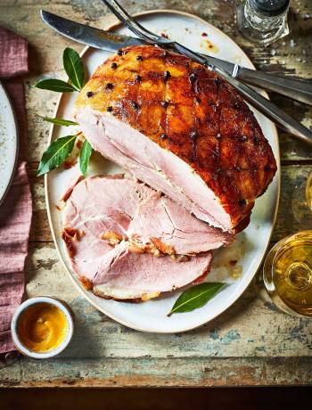 Slow-cooked cider, clove and honey-glazed ham