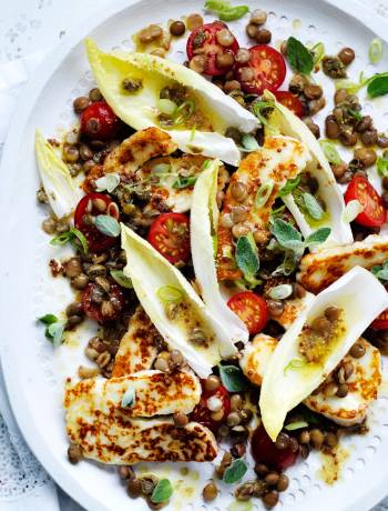 Zingy lentil and halloumi salad