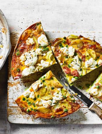 Pea, ham and goats' cheese tortilla